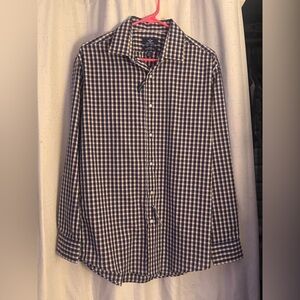 Dockers Navy and White Gingham Button-Up Dress Shirt